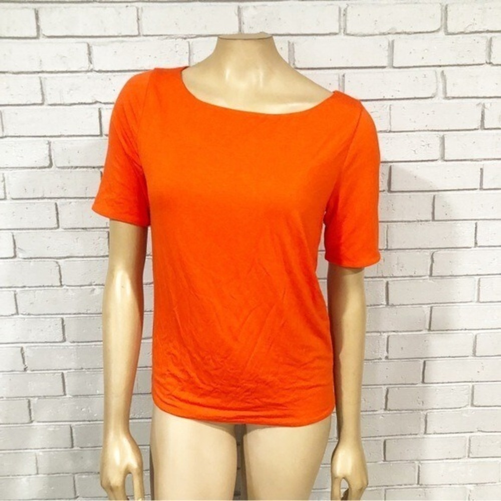 J.Crew FormKnit Boatneck Elbow Sleeve T-Shirt Orange Preppy NWT Medium